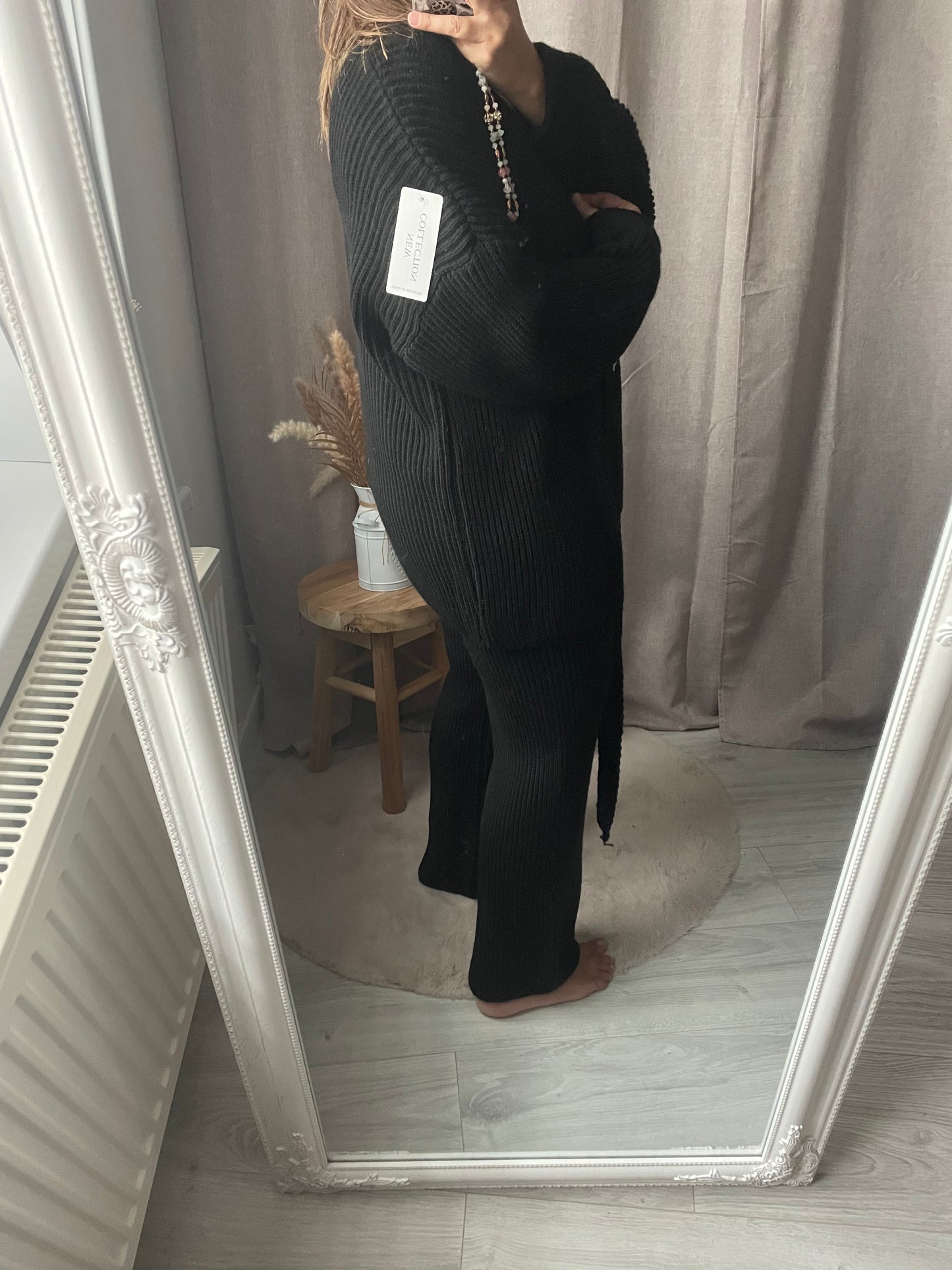 Ensemble cosy cache cœur noir Lina
