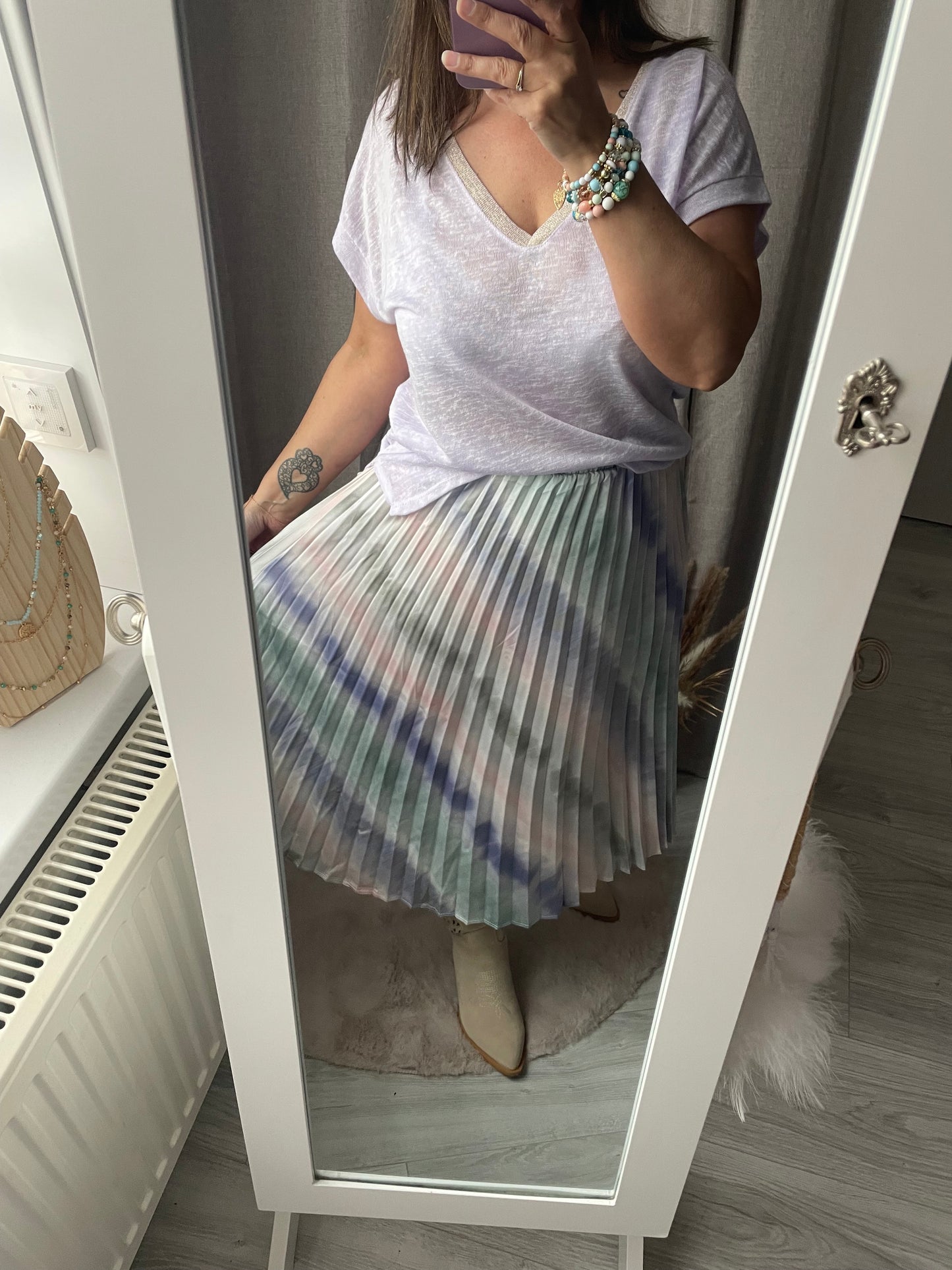 Jupe plissée pastel « tie and dye »Isabella
