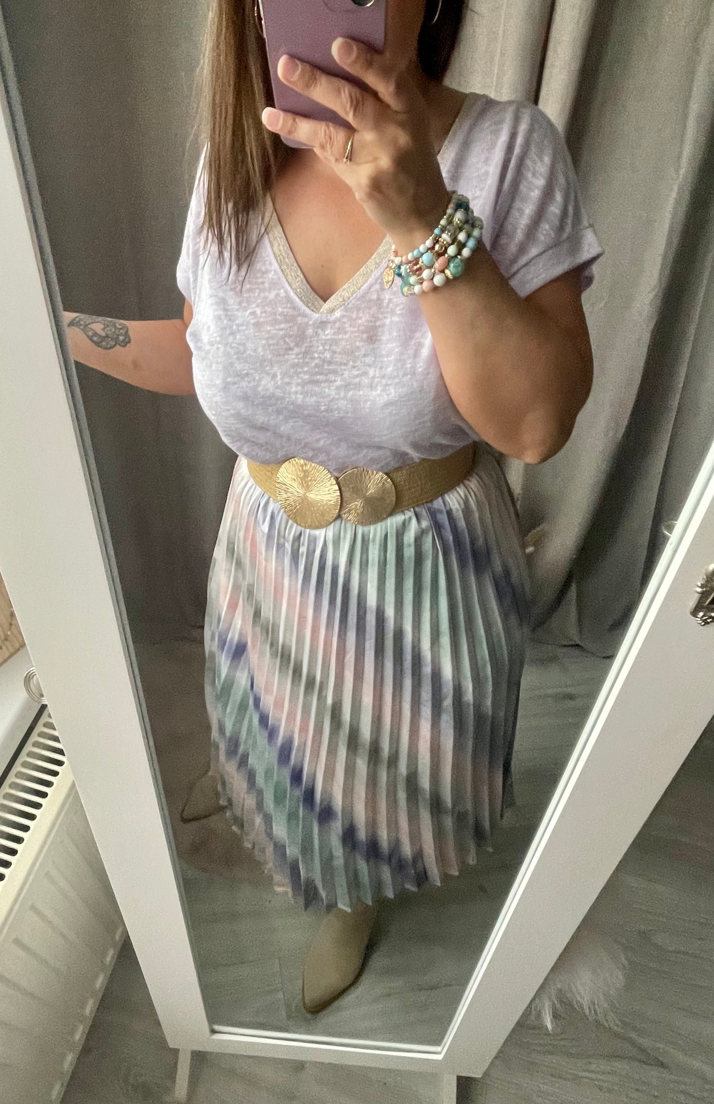 Jupe plissée pastel « tie and dye »Isabella