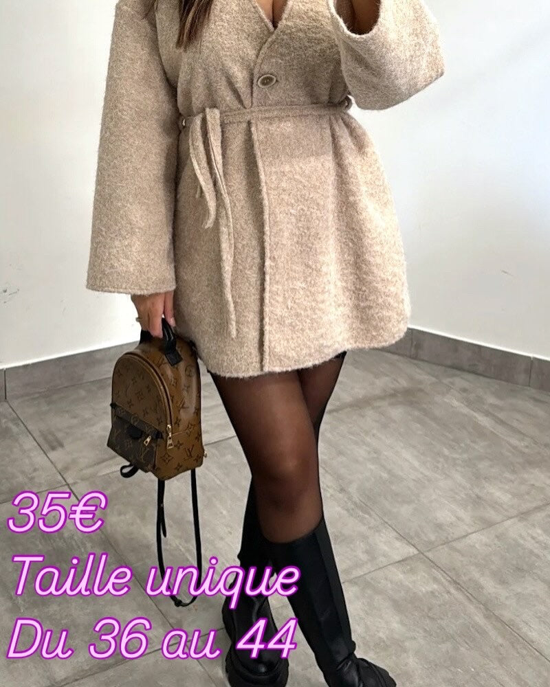 Veste cardigan feutrine beige Valentina