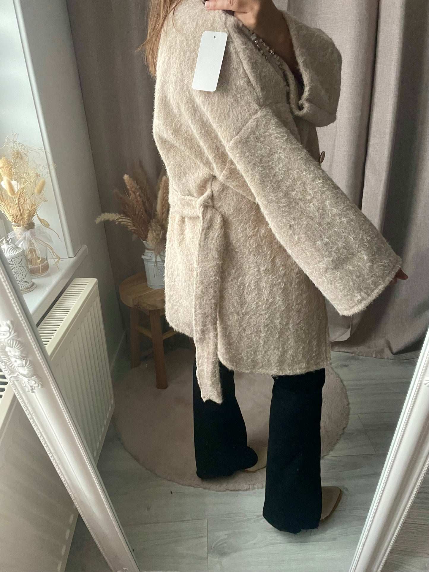 Veste cardigan feutrine beige Valentina