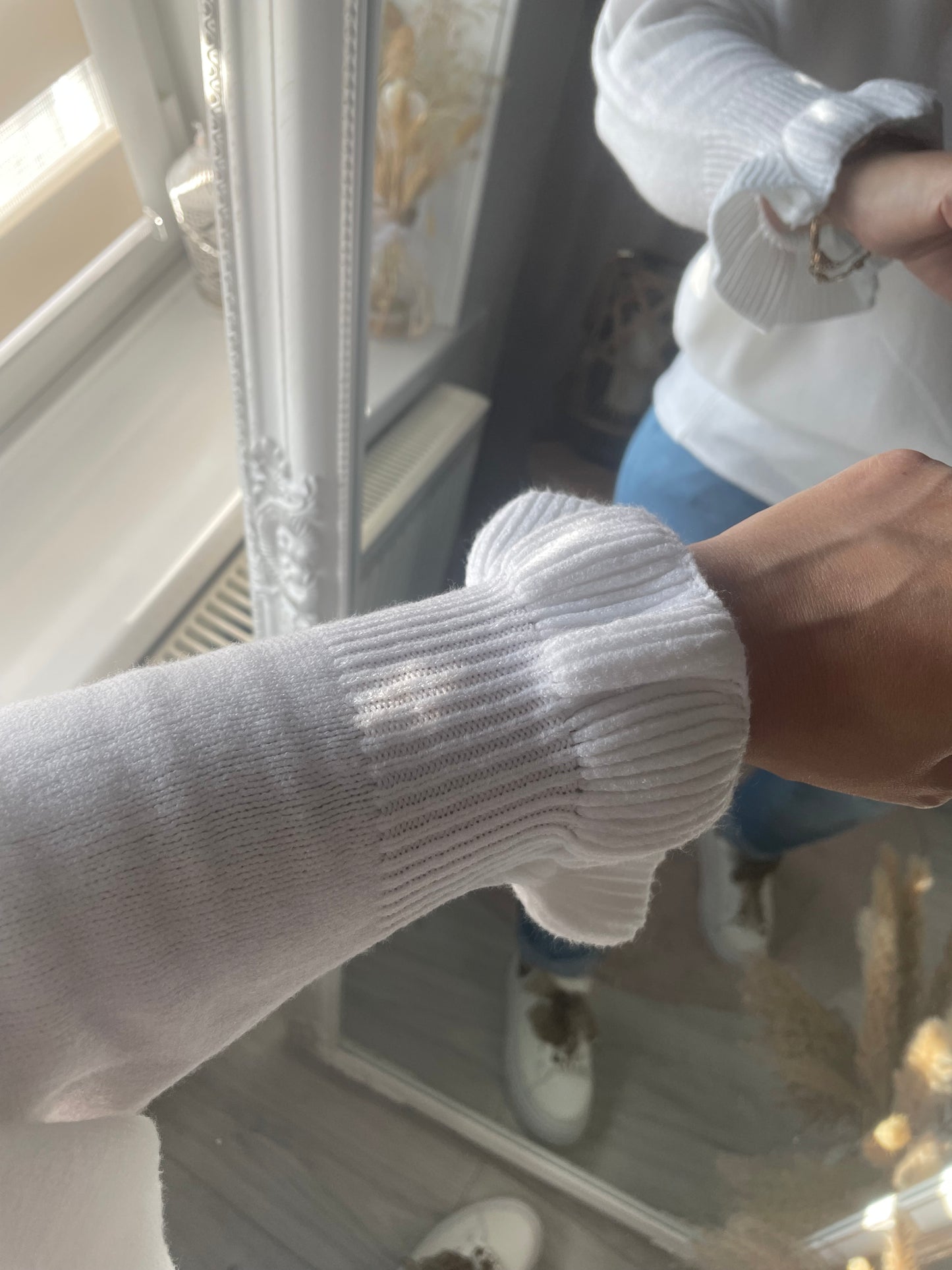 Pull blanc petite maille manches chauve-souris Mya