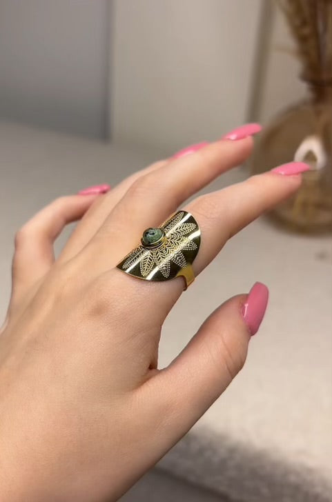 Bague bohème doré Plume