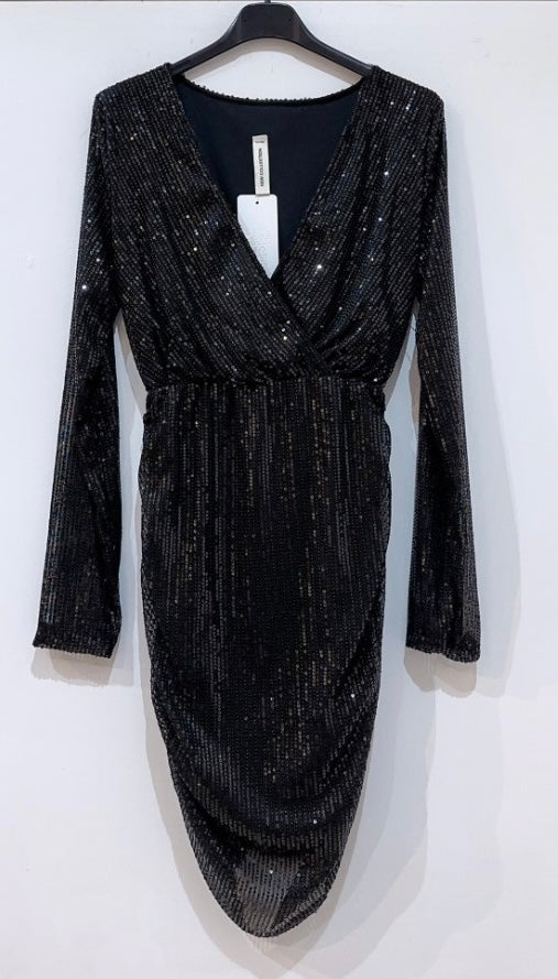 Robe courte à sequins noir