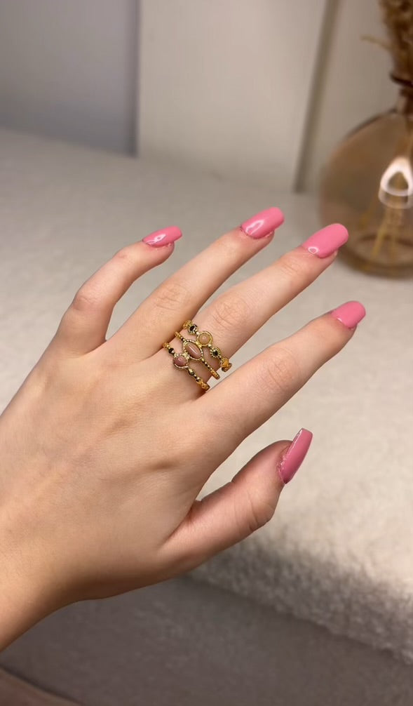 Bague doré pierre rose Céleste