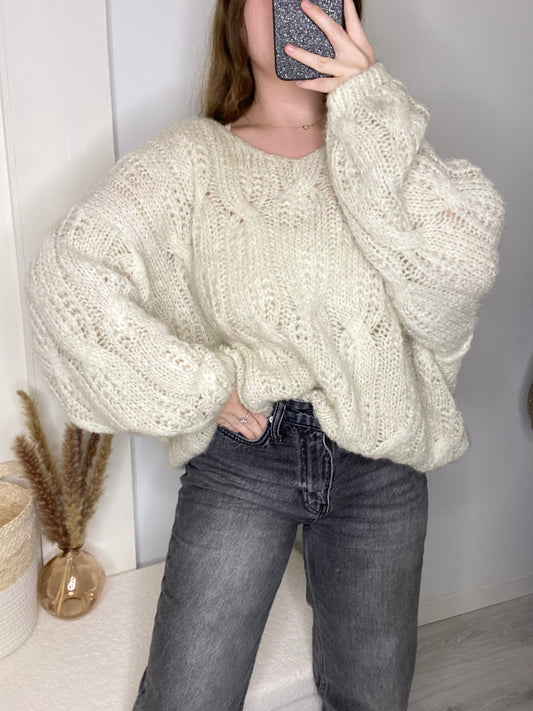 Pull doux kid Mohair effet délavé beige Fanny