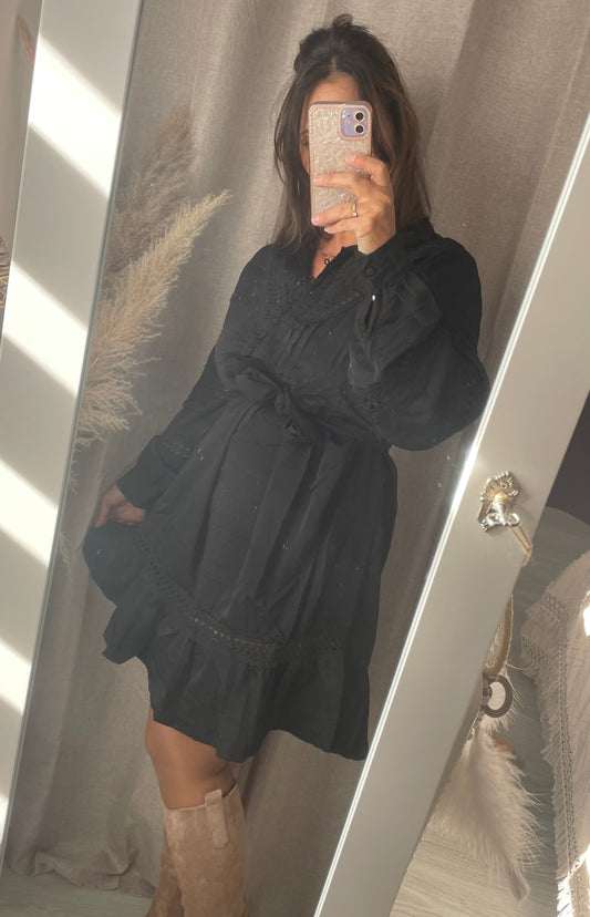 Robe noir bohème Athénaïs