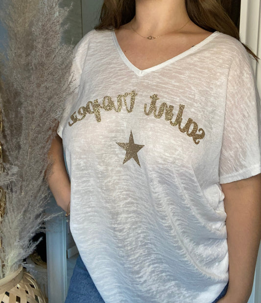 Tee-shirt " Saint-Tropez" blanc Lia