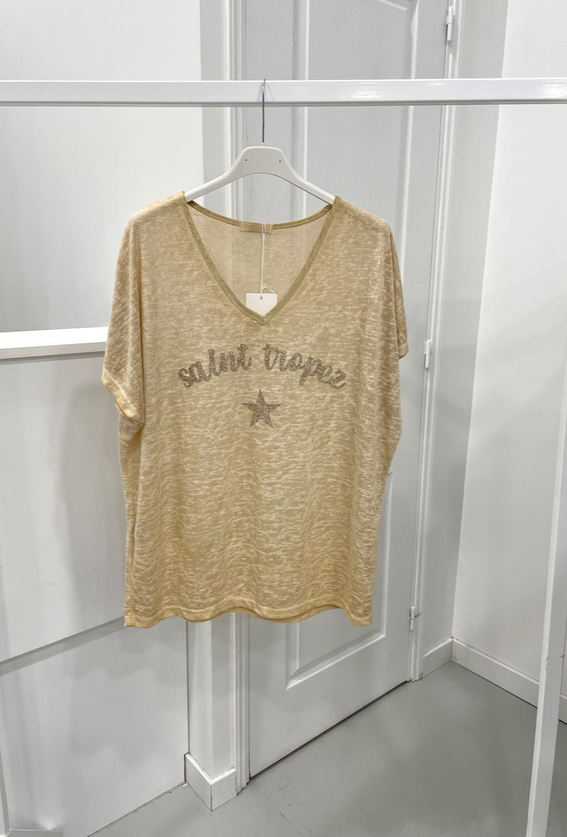 Tee-shirt " Saint-Tropez " camel Lia